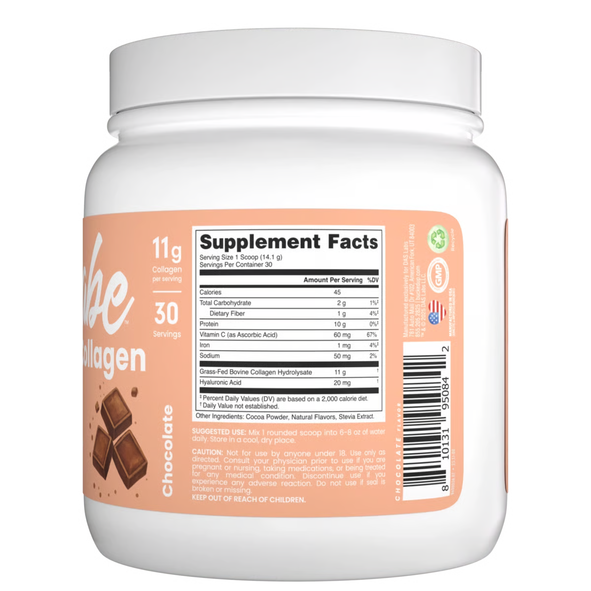 Container ofibe collagen supplement with label showing supplement facts.