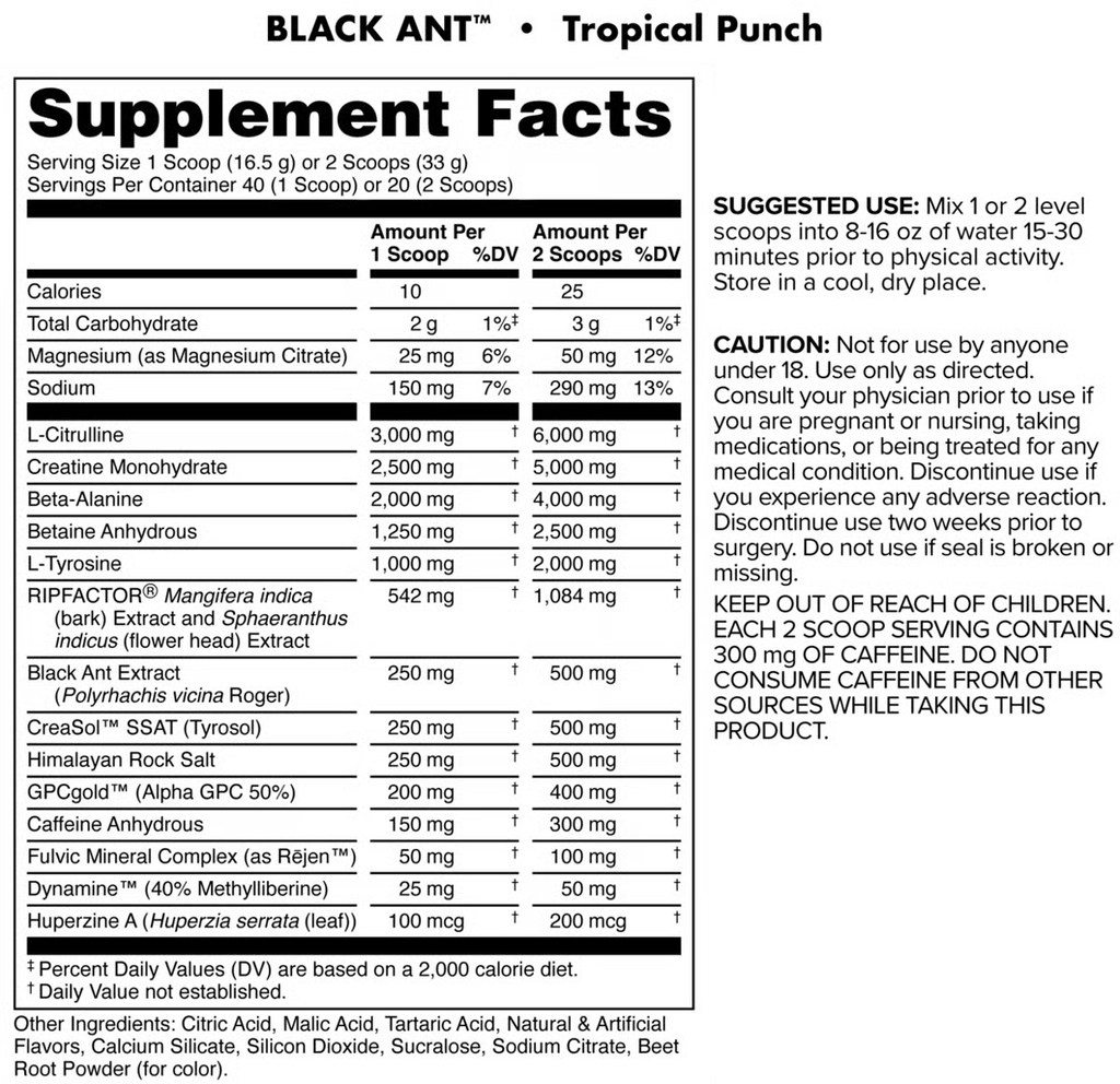 High Stimulant Black Ant preworkout