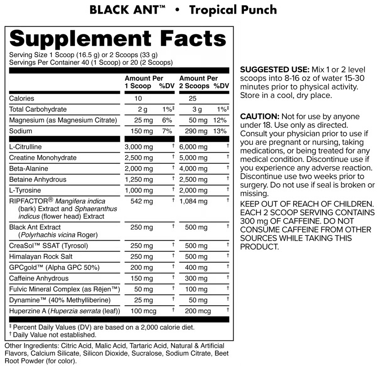 High Stimulant Black Ant preworkout