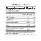 Supplement facts label for Babe Collagen Chocolate flavor on a white background